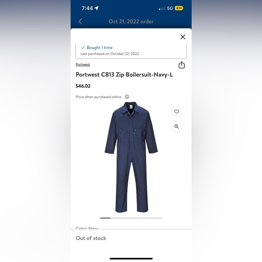Navy Boiler suit size large